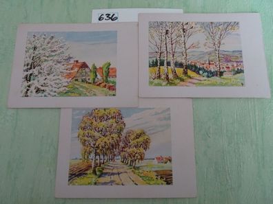 3x Arthur F Krüger AFKH Postkarten AK Landschaft Natur wie gemalt