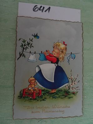 Arthur F Krüger AFKH Postkarte AK geprägte Schrift Namenstag Puppenmutti