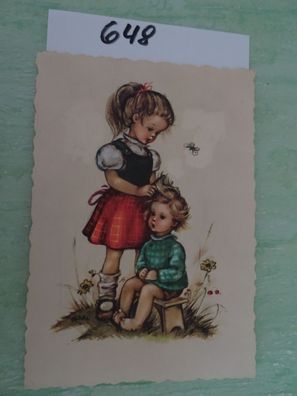 Arthur F Krüger AFKH Postkarte AK Hilde Kinder Haare kämmen