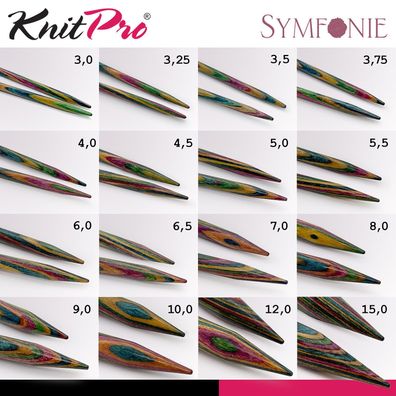 Knit Pro Symfonie Austauschbare Nadelspitzen Normallänge Holz handwarm 16 Größen