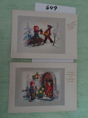 2x Arthur F Krüger AFKH Postkarte AK Weihnachtsfest Neujahrsgrüße Kinder