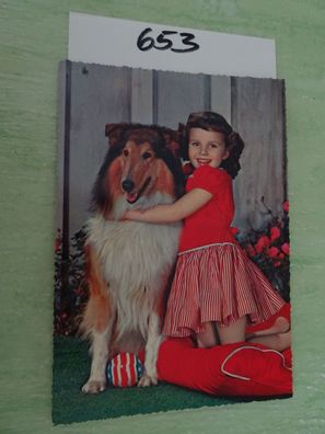 Arthur F Krüger AFKH Postkarte AK Color Lassie Collie Hund mit Mädchen 50/60er Jahre