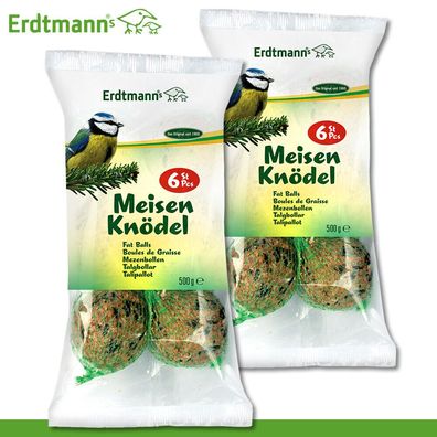 Erdtmanns 2 x 510 g Meisenknödel mit Netz (je 6 Stück) im Polybeutel Vogelfutter
