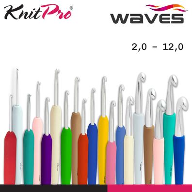 Knit Pro Waves Häkelnadel mit Softgriff leuchtende Farben ergonomisch 19 Größen