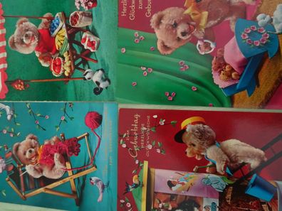 Arthur F Krüger Color Postkarte AK West Germany spielende Teddybären Geburtstag