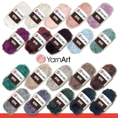 YarnArt 3 x 50 g Mink Fransengarn Plüschgarn Flauschgarn Effektgarn 20 Farben