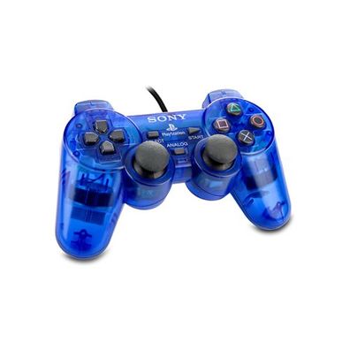 Original PS2 Dualshock Controller mit 3D STICK in Transparent BLAU - ohne Versand
