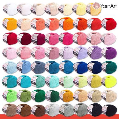 YarnArt 50 g Jeans Stricken Häkeln Amigurumi Babywolle Pastellfarben 63 Farben
