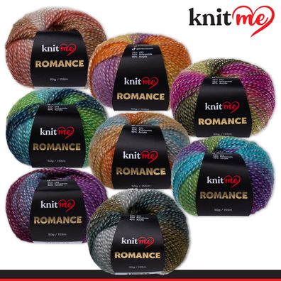 Knit me 3 x 50 g Romance Stricken Wolle Garn Glitzereffekt weich 8 Farben