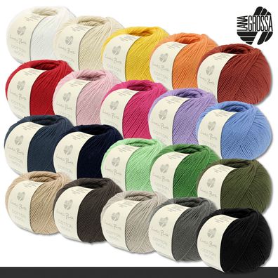 Lana Grossa 3 x 50 g Cotton Wool Schurwolle Baumwolle Wolle Stricken 20 Farben