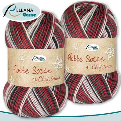 Rellana 2 x 100 g Flotte Socke Christmas 2022 4-fädig Sockenwolle