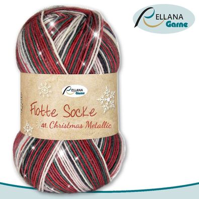 Rellana 100 g Flotte Socke Christmas 2022 4-fädig Sockenwolle mit Glitzer