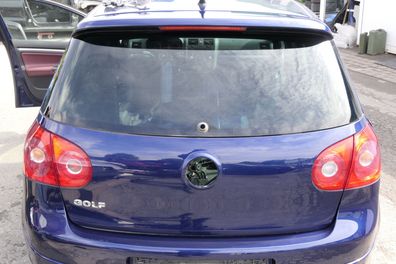 VW Golf 5 V Heckklappe hinten Kofferraumklappe mit Scheibe blau LD5Q Spoiler