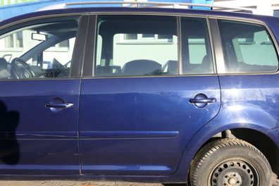 VW Touran 1T 1T3 Tür hinten links blau LB5N indigoblau mit Scheibe -ohne Anbaute