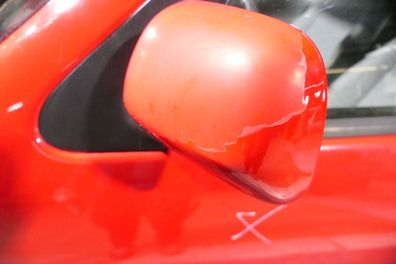 VW Polo 6N manueller manuell Spiegel Außenspiegel links mit Glas rot LP3G flash