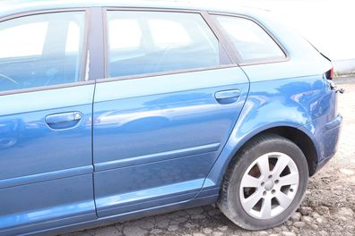 Audi A3 8P 4/5-Türer Tür hinten links Türblatt mit Rahmen blau LZ5C