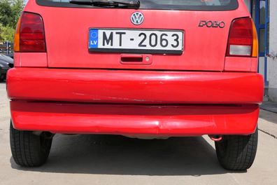 VW Polo 6N Stoßstange hinten 2-geteilte Heckstoßstange rot LP3G Stoßfänger