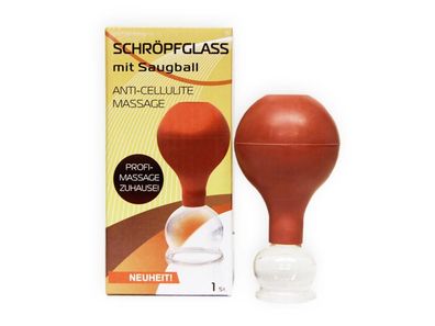 Schröpfglas mit Saugball Schröpfen Vacuum Cupping Glass 3 cm Anti Cellulite