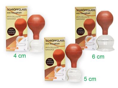 Schröpfgläser Set mit Saugball 4 cm 5 cm 6 cm Schröpfen Vacuum Cupping Glass