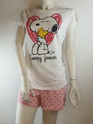 NEU Peanuts Snoopy Damen Pyjama Schlafanzug Shorty Set Gr. S, M + L