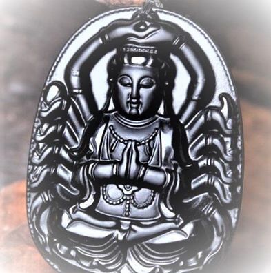 Guanyin Buddha, Buddha Kette, Obsidian Buddha Kette,