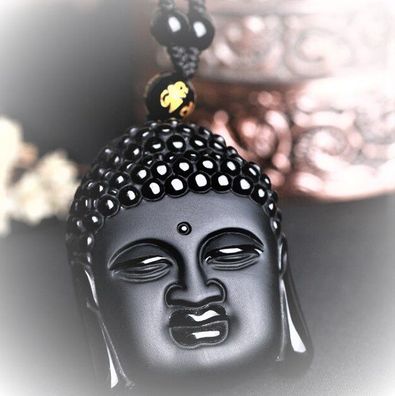 Shakyamuni Buddha Kopf, Buddha, Buddha Kette, Obsidian Buddha Kette,