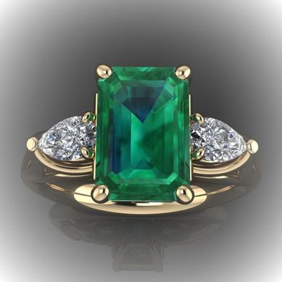Wunderschöner Lab Smaragd Damen Ring