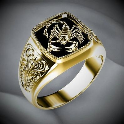 Traumhafter Scorpion Herren Ring Gold Plated
