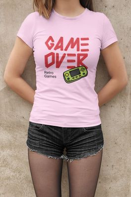 Bio Damen T-Shirt Old School Retro Love Gaming Pixel Game Over