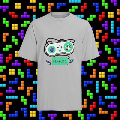 Bio Herren T-Shirt Retro Gamer Geek Nerd Konsole PC Pixel player one