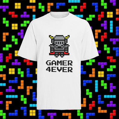 Bio Herren T-Shirt Retro Gamer 4 ever Geek Nerd Konsole PC Pixel player one
