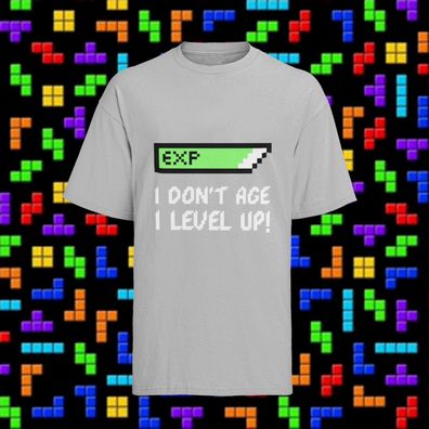 Bio Herren T-Shirt Retro Gamer 4 ever Geek Nerd Konsole I dont age i level up