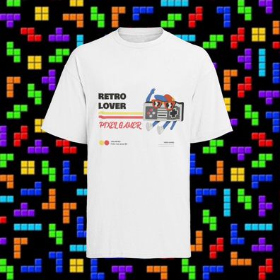 Bio Herren T-Shirt Retro Lover Gamer 4 ever Geek Nerd Konsole Pixel controlla