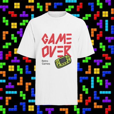 Bio Herren T-Shirt Retro Lover Gamer Over Geek Nerd Konsole Pixel controlla