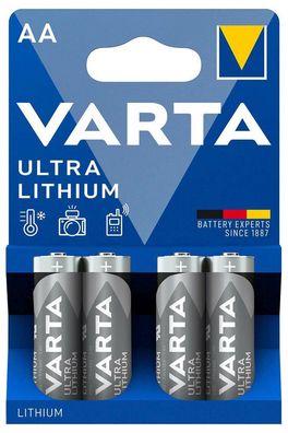 Varta Batterie 'Ultra Lithium', AA / Mignon, 4 Stück