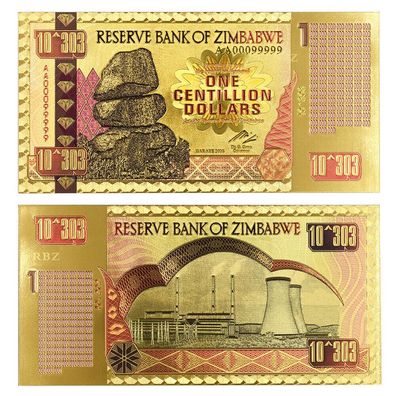 One Centillion Dollar vergoldete Banknote Zimbabwe