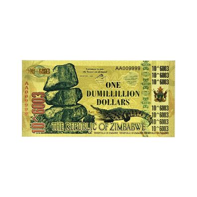 One Dumillillion Dollar vergoldete Banknote Zimbabwe