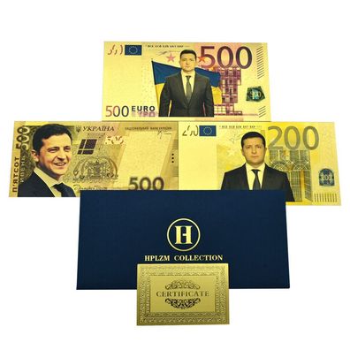 3 Goldfolie Sammler Banknoten Ukraine Goldfolie