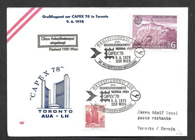 Flugpost Österreich Grußflugpost zur CAPEX 78 in Toronto