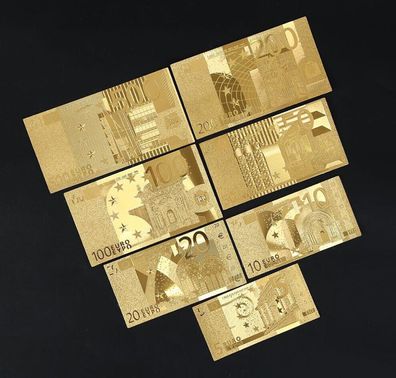 7 Stück Souvenier Euro Goldfolie Banknoten