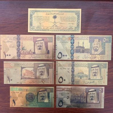 7 Goldfolie Sammel Banknoten Saudi Arabien