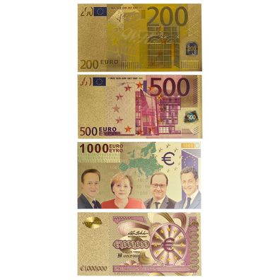 4 Sammelscheine Europa Goldfolie Banknote