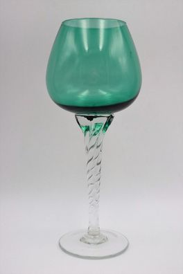 Twisted Glas Türkis - Weinglas gedrehter Stiel 23 cm / Art Murano #Z4