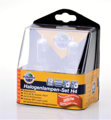 Filmer 16.072 Halogenlampen Set H4 55 Watt Maximum Performance