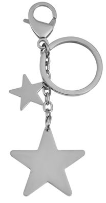 Edelstahl-Schlüsselanhänger Stern - silberfarben - großer und kleiner Stern