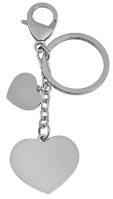 Edelstahl-Schlüsselanhänger Herz - silberfarben - großes und kleines Herz