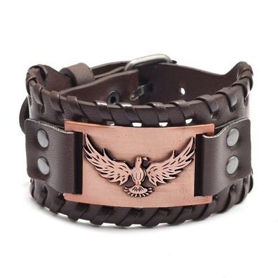 Braunes Adler Leder Armband für Männer