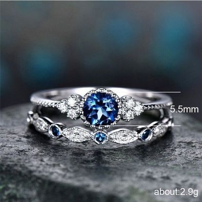 Wunderschöner 2-teiliger Damen Ring im blauen Design