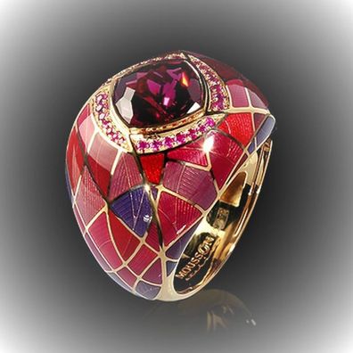 Schöner roter Damen Ring mit Cubic Zirkonia Steinen