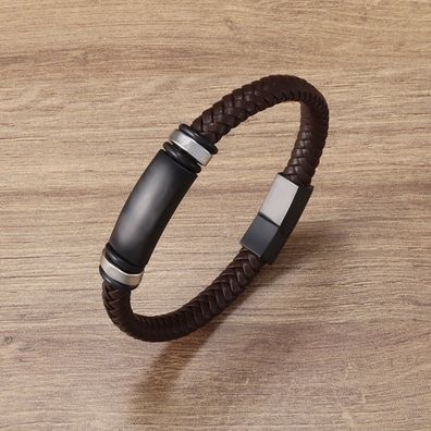 Männer Armband, geflochtenes Leder Armband, braun oder schwarz
